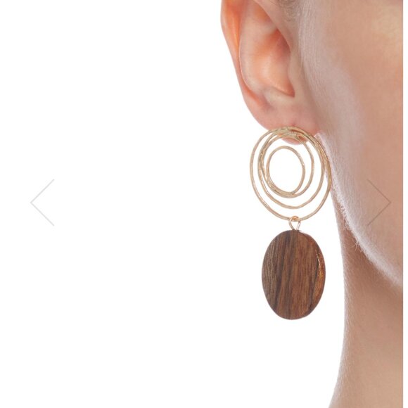 Sophie Monet Zelda Boho Vintage-y Pine Wood Earrings - NWT - Picture 1 of 3